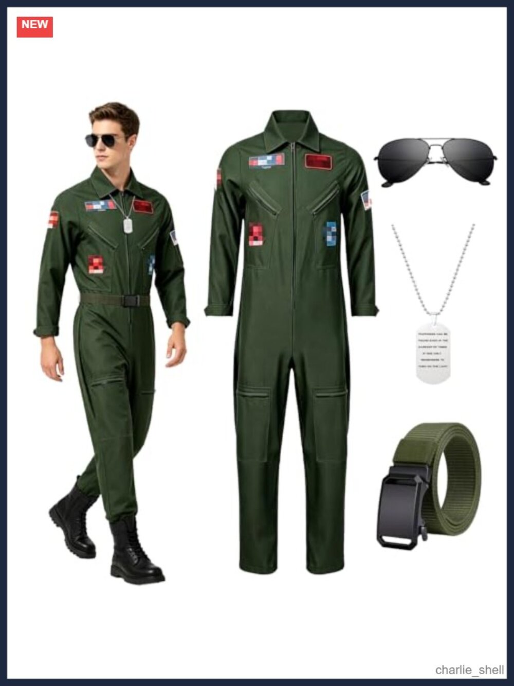 Men's Fighter Pilot Flight Suit Costume Jumpsuit Halloween Cosplay with